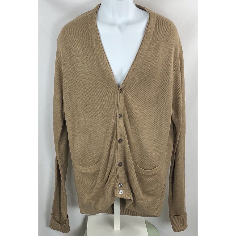 Vintage cardigan sweater L Lt brown button up pockets Classic grunge grandpa